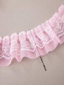 2 Yards Double Layered Lace Trim, Polyester Ruffle Fabric Sewing Supplies For DIY Craft Projects - Dress/Skirt Hem, Curtain, Shoes, Bags, Accessories