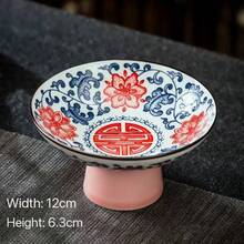 Vintage Blue And White Chinese Style Ceramic Teapot Plate, High Footed Fruit Plate, Small Dish, Chinese Style Snack Bowl, Dry Fruit Dish, Ceramic Tray