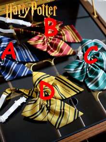 Harry Potter 1/4 件哈利波特蝴蝶结，霍格沃茨，格兰芬多，斯莱特林，拉文克劳，赫奇帕奇，手工徽章，条纹针织时尚，蝴蝶结，电影周边，英国学院风格，派对服装道具，衬衫配饰，创意房间桌面装饰，生日惊喜，给家人和朋友的圣诞节和万圣节礼物，哈利·洛弗尔