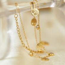 1 Pc Women Fashion Anklet With Tree Of Life & Shell Pendant Decor, Elegant & Casual Style, Suitable For Walking, Travel And Holiday Wearing