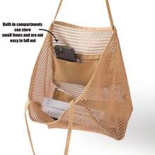 Folding Beach Bag Mesh Handheld Summer Beach Bag Suitable For Travel - Brown - View 6