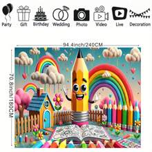 1 Pc Welcome Back To School Vinyl Banner Bright Red Apples Pencil Scissors And School Bus Design Pattern For Classroom Library Campus Event Photography Background Decoration Banner Vinyl Birthday Decorations Tapestry Room Decor Flag Party Decorations School Decor School Surprise Dormitory Decor