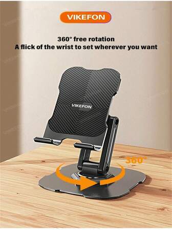 Universal Phone Stand On Desk 360° Rotating Multi-Angle Non-Slip Metal Base Foldable For Office I Phone 16 15 14 Xiao Mi Sam Sung