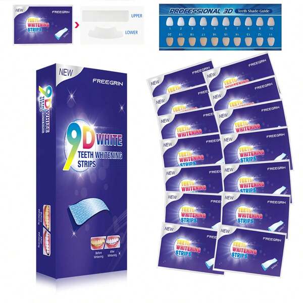 Whitening Sheets, Teeth Whitening, Home Whitening, White Bright Pack, Regular Cleaning, Contains Xylitol, Removes Yellowed Teeth, Coffee And Wine Stains, Home, Travel, Gift, Toothpaste Tape (14 Days, 28 Sheets)