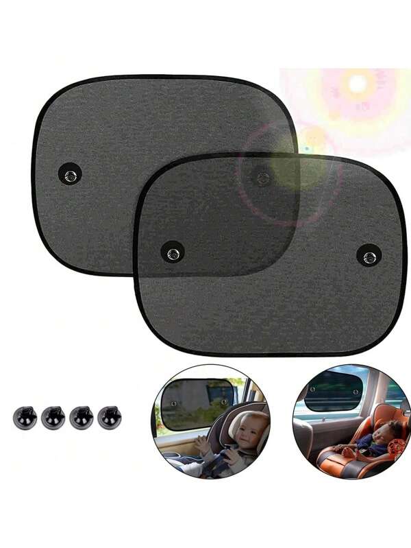 2pcs Car Sun Visor Car Side Blocking Sunscreen Heat Insulation Light Absorption Curtain Summer Small Car Window Curtain Side Gear Plate Blackout Cloth