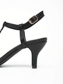 Fall/Winter 2025 French Fashion Elegant Pointed Toe Slingback High Heel Black Sandals, Single Strap Crossover Design, Shoes Suitable For Party/Hosting, Midnight Blue,Elegant,Women Pumps - Black - View 10