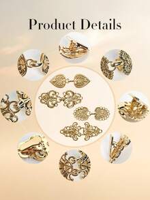 Xiacheng 1-4pcs/Set Vintage Shirt Clips, Dress Waist Clips, Cardigan Shawl Clips, Cape Clips For Women - Gold - View 6