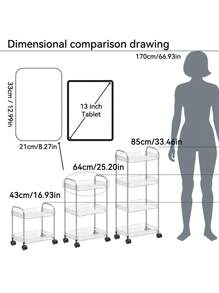 1pc Household Transparent Movable Cosmetic Small Cart Storage Rack, Large Capacity Multifunctional Bathroom Finishing Display Rack, Bathroom Accessories, Makeup Organizer Rolling Cart, Mobile Shelf For Office, Bathroom, Kitchen, & Living Room