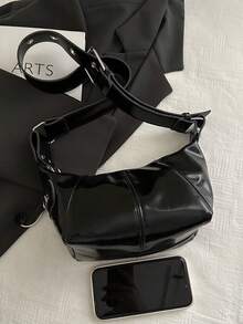 Mini Fashion New Solid Color Wide Shoulder Strap Crossbody Bag Versatile And Simple Casual Shoulder Bag, Suitable For Shopping, Wallets, Shopping, Young Women, College Students, Newcomers, White-Collar Workers. They Are Very Suitable For Offices, Universities, Work, Business, Commuting, Outdoor Activities, Travel, And Outings - Black - View 7