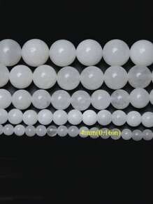 1 Strand White Jade Round Smooth Beads, White Quartz Healing Gemstone Beads For DIY Jewelry Making Bracelet Necklace 4mm 6mm 8mm 10mm