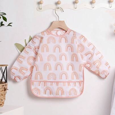 1 件防水长袖围兜，婴儿喂奶围兜男女通用喂奶围兜围裙，适合婴幼儿