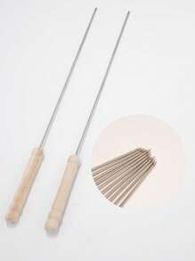 10/20 pièces Set de brochettes de barbecue, brochettes de barbecue en acier inoxydable, brochettes de gril polyvalentes en métal, brochettes de barbecue en acier inoxydable avec poignées en bois, aiguilles de barbecue, parfait pour la cuisson en extérieur, indispensable pour la cuisson en extérieur, fournitures de barbecue, 1 pièce pinceau à huile de barbecue