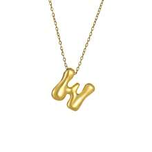 18K Bubble Letter Necklace Gold For Women, Initial Necklaces Rhinestone Chunky Bubble Letter Necklace As Mother's Day Gifts Charm Puff Name Pendant Alphabet Necklaces Non Tarnish Gold Plated Jewelry