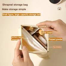 1pc/2pcs/ Mini Portable Storage Bag, Automatic Opening And Closing, Spring Clip Travel And Outdoor Wallet, For Coins, Headphones, Data Cable, Tissues, Sanitary Napkins, Cosmetics And Makeup Products Storage, Automatic Closing Wired Headphones Storage Bag, PU Coin Purse, Mini Portable Lipstick And Makeup Bag