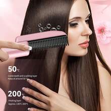 多功能直发梳，迷你便携式直发器，配送收纳袋，3 档温度调节，直发梳，打造蓬松顺滑秀发，便携可折叠，适合旅行，节日礼物