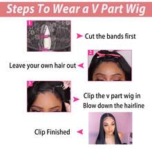 Straight Black V Part Wig For Women V Shape Wigs No Leave Out Upgrade U Part Wigs Glueless Synthetic Vpart Wigs Full Head Clip In Half Wig For Women
