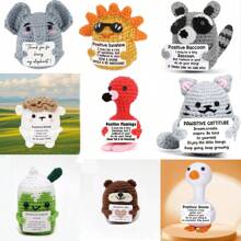1 pieza de muñeco de peluche hecho a mano con diseño de oveja, ganso, mapache, flamenco, pequeño embrión, gato, pepino, sol, elefante o oso. Estos adorables juguetes de punto son ideales como decoración del hogar, regalos de cumpleaños o de graduación, y también pueden ser un pequeño presente para amigos y familiares con palabras de aliento.