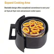 三层空气炸锅架、可堆叠脱水器托盘、304 不锈钢空气炸锅篮架、空气炸锅配件、可用洗碗机清洗、适用于烤箱和压力锅、兼容大多数空气炸锅