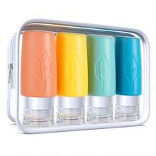 Empty 3 Oz Travel Size Bottles Toiletries Containers For Toiletries Liquids,Small Silicone Mini Refillable Leak Proof TSA Approved Travel Bottles For Creams Shampoo And Conditioner Traveling Back To School - 4 Pack-leaf - View 1