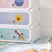 Estantería Infantil de 6 Cubos, Zapatero Infantil, 43 x 31 x 105, Armario, para Ropa, Juguetes, Blanco MLPC904W01 - Blanco Nube - Ver 6