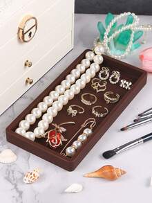 1 tavă pentru depozitarea bijuteriilor, capabilă să țină coliere, brățări, inele, cercei, unelte mici și cosmetice, potrivită pentru brățări cu mărgele, coliere, cercei, expuneri în magazin sau acasă