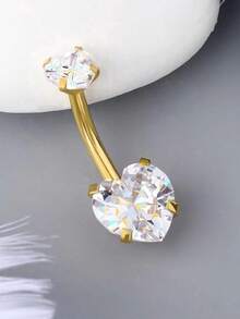 1PC Steel Belly Button Rings Crystal Piercing Navel Heart Style Navel Piercing Earring Belly Piercing Sexy Body Jewelry Ombligo Valentines,Mom,Mother,Mother's Day,Gift - Multicolor - View 4