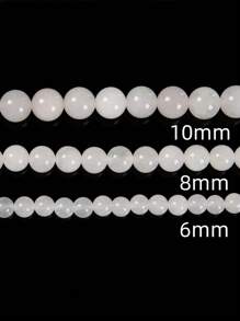 1 Strand White Jade Round Smooth Beads, White Quartz Healing Gemstone Beads For DIY Jewelry Making Bracelet Necklace 4mm 6mm 8mm 10mm