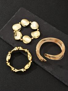 1-9 件夸张不对称几何花卉金属手镯套装，适合女性派对、约会、生日礼物