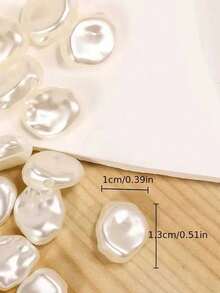 50 颗 ABS 人造珍珠不规则形状珠子，适用于手链、项链、珠宝 DIY 配件和串珠 - 米色 - 查看 4