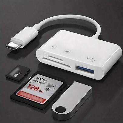 3-In-1 Multi-Functional Type-C Card Reader, Compatible With Computers And Smartphones/Micro SD/USB Connection
