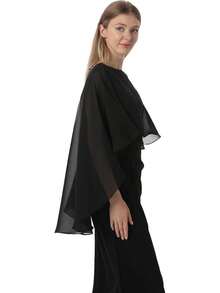Capelets For Women Chiffon Cape Shawls And Wraps For Evening Dress Wedding Capes Cover Up - Màu tím - Xem 10