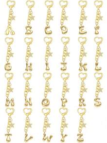 Bubble Letters Cute Necklace Pendant Bag Pendant-Lucky Crystal Pendant, With Diamond Studded Golden Star Pendant Keychain,,Alphabet Letters A-Z, Shiny Alloy Bag And Backpack Pendant-Perfect Gift For Birthdays And Special Occasions, Key Chain Ring Bag Backpack Pendant Car Pendant Gift For Ladies And Girls, Wallet And Handbag Accessories - Gold - View 2