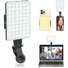 Aufladbare Selbstauslöser-Licht und Smartphone-Licht-Clip für - Smartphone LED-Licht mit einstellbarer Helligkeit, perfekt für Selfies, Make-up, Live-Streaming und Videokonferenzen, Schwarz