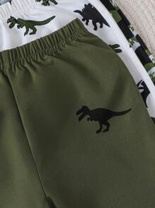 3pcs/Set Casual Sports Dinosaur & Camouflage Print Pants, Suitable For Spring, Summer And Autumn