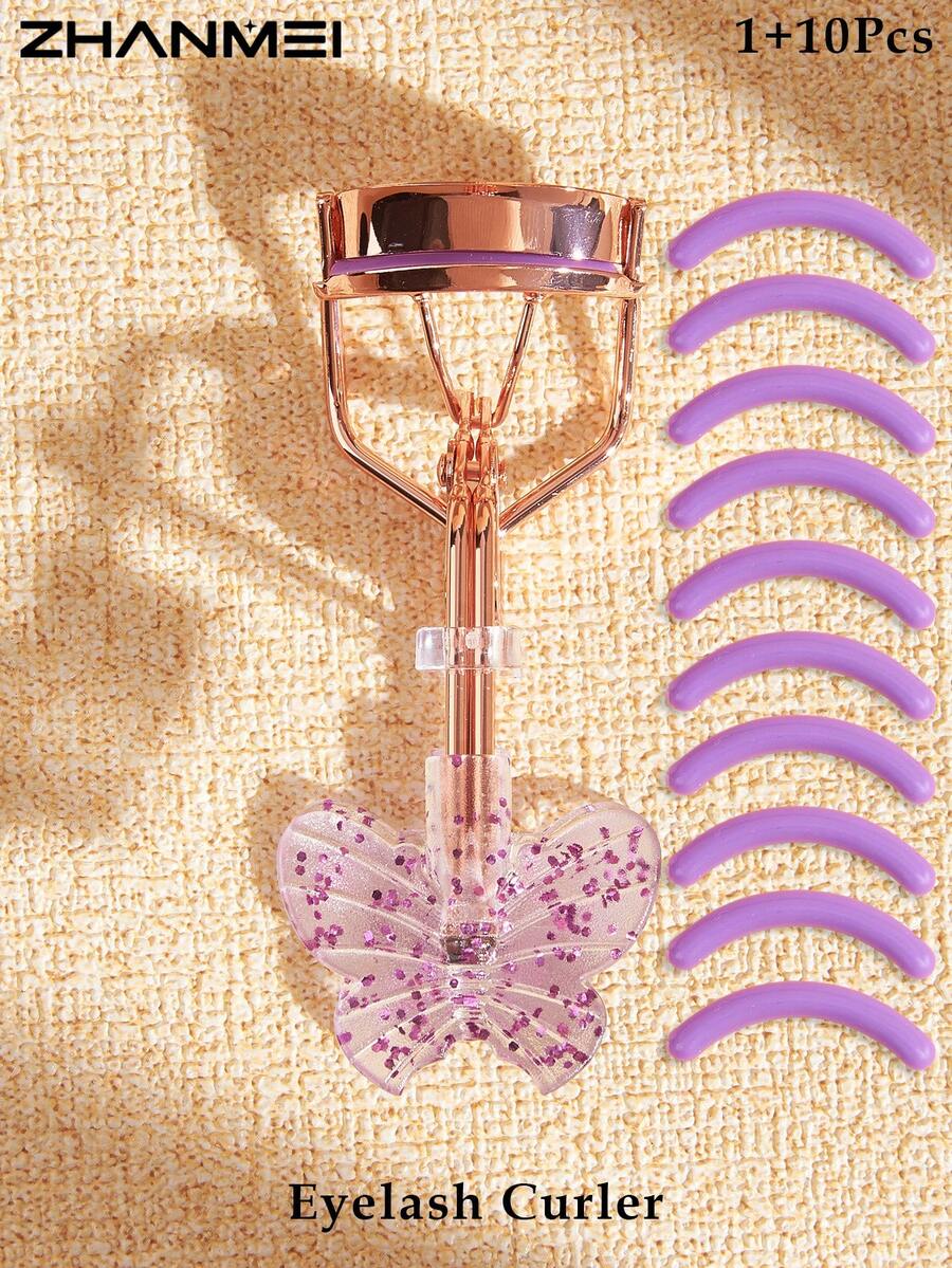 1个专业睫毛夹 + 10片睫毛垫，新款闪亮蝴蝶图案手柄，持久定型，令睫毛更长更浓密 - 舒适握感，适用于眼部，睫毛夹，轻松塑形不夹睫毛，专业美容工具（多色可选），化妆，价格实惠，房间装饰，梳妆台，旅行，卧室，化妆配件，睫毛夹，价格实惠，圣诞礼物，化妆，化妆工具，便宜好物，礼物，女士礼物，圣诞礼物，赠品，旅行，便宜好物，旅行必备