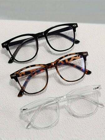 3pcs Retro Lightweight Fashion Glasses Set - Fashionable Full Frame Blue Ray Blocking Glasses