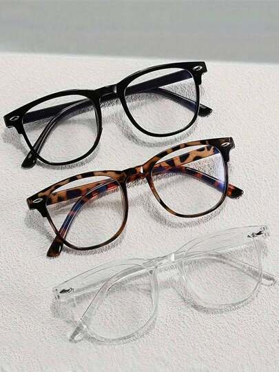 3pcs Retro Lightweight Fashion Glasses Set - Fashionable Full Frame Blue Ray Blocking Glasses