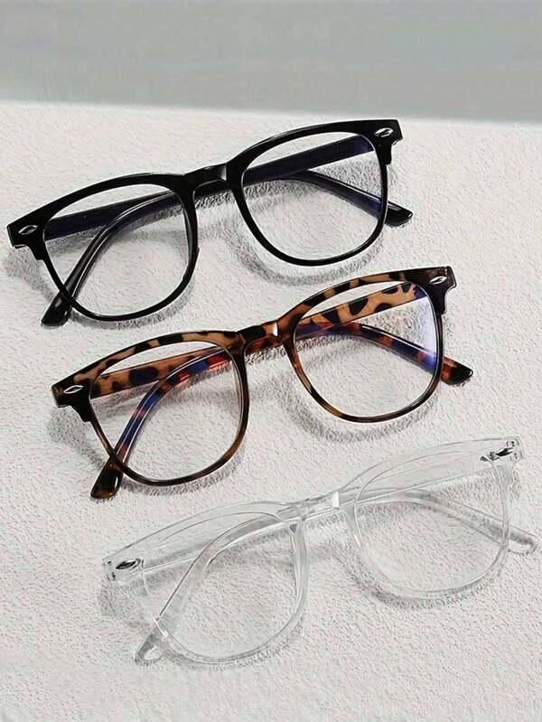 3pcs Retro Lightweight Fashion Glasses Set - Fashionable Full Frame Blue Ray Blocking Glasses