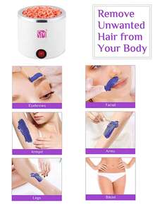 200ml Mini Wax Heater Waxing Machine, Suitable For Hands, Feet And Body SPA Waxing, Includes Wax Pot, Wax Beans And Wooden Sticks - EU C Type Plug(220-240V) - View 5