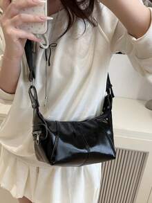 Mini Fashion New Solid Color Wide Shoulder Strap Crossbody Bag Versatile And Simple Casual Shoulder Bag, Suitable For Shopping, Wallets, Shopping, Young Women, College Students, Newcomers, White-Collar Workers. They Are Very Suitable For Offices, Universities, Work, Business, Commuting, Outdoor Activities, Travel, And Outings - Black - View 3