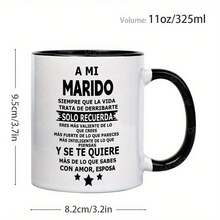 1 Piece, 'To My Husband' Inspirational Ceramic Coffee Mug - Cup For My Husband, Reusable, Perfect Summer Winter Drink Gift,  And Comfortable Grip, Room Decoration, Home Decoration, Party Gift, Birthday Gift, Holiday Gift - Cúp đen - Xem 4