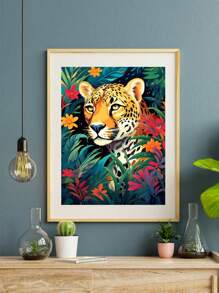5D Diy Diamond Painting Leopards In The Forest Full Round Diamond EmbroideryIllustration Style Mosaic Rhinestone Picture Home Decor 30x40cm