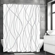Punkray Grey And White Striped Fabric Shower Curtain For Bathroom With 12 Hooks, Curtains 72 Inches Long, Weighted Hem,Waterproof Bath Accessories Hotel Style - Machine Washable Room Decor Bathroom Accessories Back To School Bathroom Decor - trắng - Xem 1