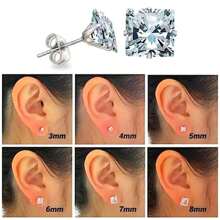 1 Pair 316 Stainless Steel Hypoallergenic Square Cubic Zirconia Stud Earrings, 18K Gold Plated Titanium Steel Zirconia Cartilage Clip Ear Cuffs, Minimalist Luxurious Rhinestone Earring Clips, Unisex Titanium Steel Sparkling Earrings, Perfect Holiday Gift