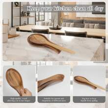 Large Acacia Wooden Spoon Rest Cooking Spoon Holder Organizer Heat-Resistant Wood Utensil Rest, Spoon Holder For Stove Top, Kitchen Utensil Holder For Ladles, Turner, Brush, Spatula& More