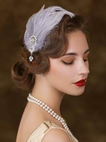 1pc 1920s Flapper Headband Roaring 20s Great Gatsby Headpiece Rhinestone Hair Clip Hair Accessories For Women Halloween - Multicolor - View 14