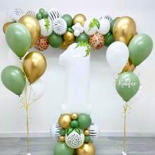 30pcs Sage Green, Gold & White Confetti Balloons For Party Decorations, Suitable For Birthday, Engagement, Wedding, Graduation Events