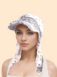 1pc Fashion Visor Cap With Tie Band, Baseball Cap, Headscarf Cap, Suitable For Casual, Party, Gathering