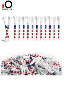 FINGER TEN Tees de Golf de plástico irrompibles de 2 3/4 y 3 1/4 pulgadas, valor de 50 unidades, 83 mm y 70 mm, tees duraderos y de alta gama para hombres y mujeres - Multicolor - Ver 1