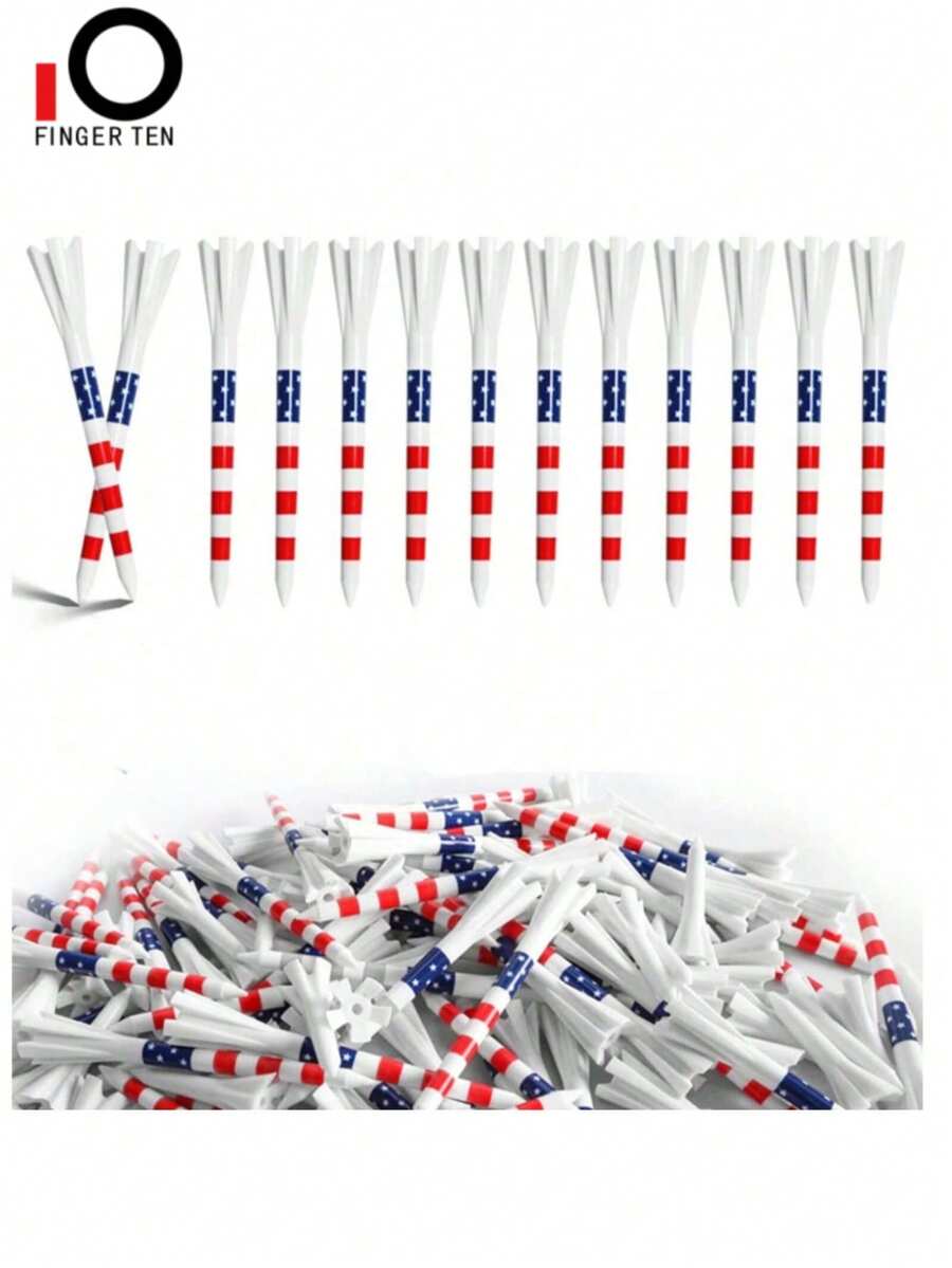 FINGER TEN Tees de Golf de plástico irrompibles de 2 3/4 y 3 1/4 pulgadas, valor de 50 unidades, 83 mm y 70 mm, tees duraderos y de alta gama para hombres y mujeres - Multicolor - Ver 1